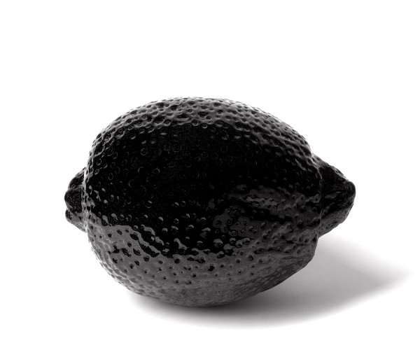 lemon - sculpture - black glazed - ceramic - indoor