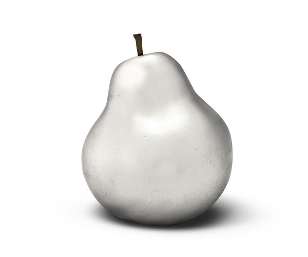 pear - large - silver plated - ceramic - indoor