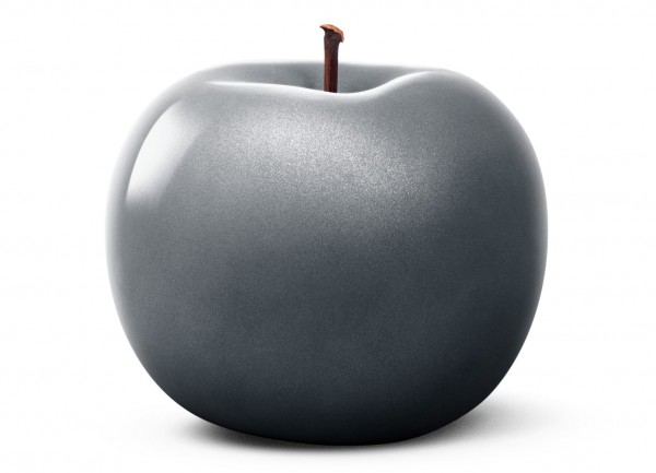 apple - giant - anthracite metallic - fibre-resin - outdoor frostproof