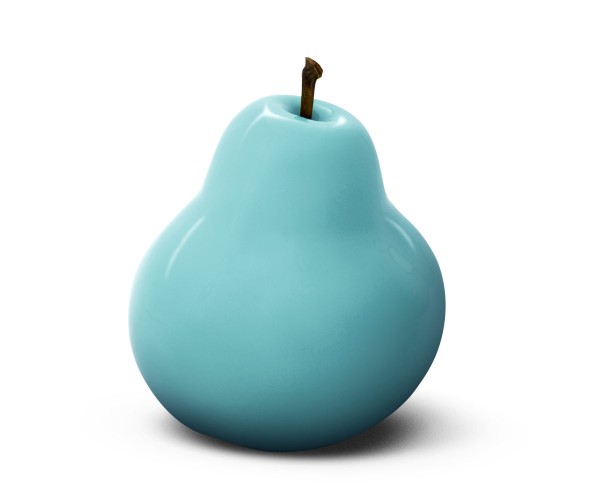 pear - sculpture - turquoise - fibre-resin - outdoor frostproof