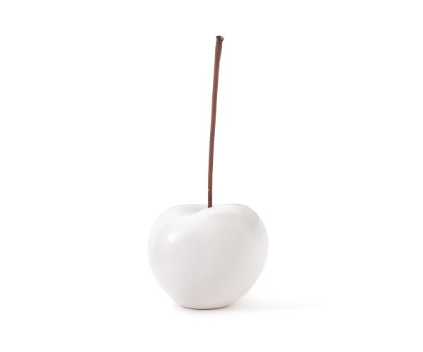 cherry - sculpture - white glazed - ceramic - indoor